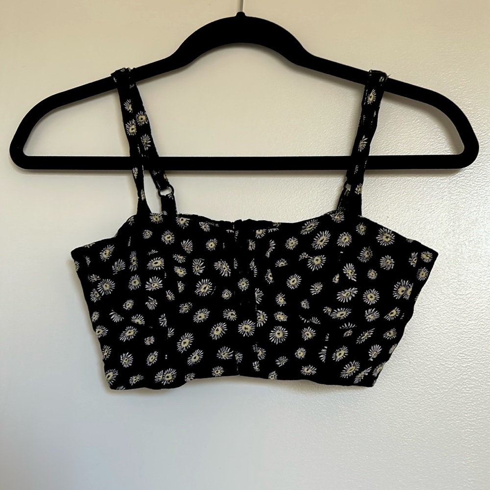 Forever 21 Daisy Print Lace Back Bralette Size S